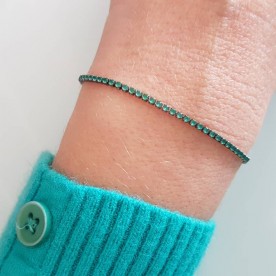 Pulseira Rivieira Fina Verde Ajustável 