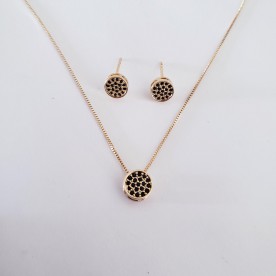 Conjunto chuveiro zirconias negras