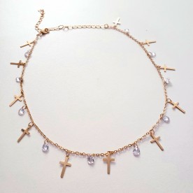 Choker Crucifixos e Cristais