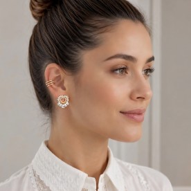 Brinco Coração com zirconias 