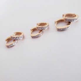 Trio de Argolas com zirconias e borda lisa 